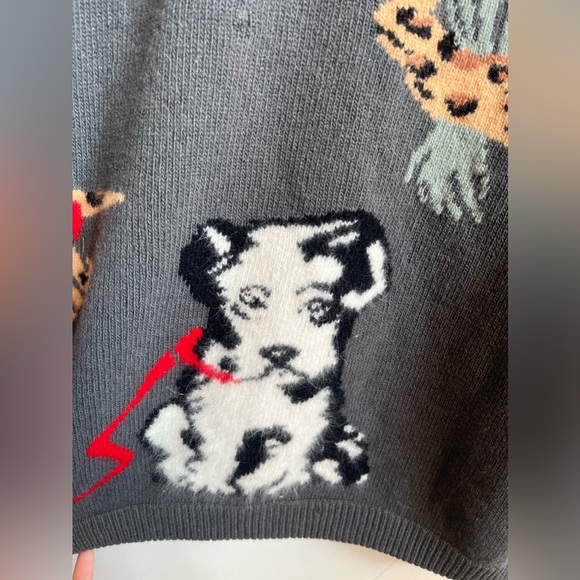 Krizia MAGLIA Wool-Cashmere-Angora embroidered bunch of flowers with dog - Picture 4 of 14